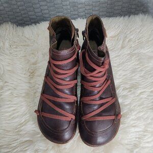 Camper Peu Boots Brown Leather Elastic Lace Up-Wide Toe Box-Barefoot Comfort-41